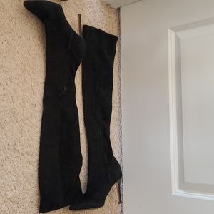 Cole Haan Black Suede Heeled Boots